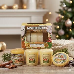 Vintage Yankee Candle Christmas Cookie Lot 11pc Tea Lights Votives Wax Tart HTF
